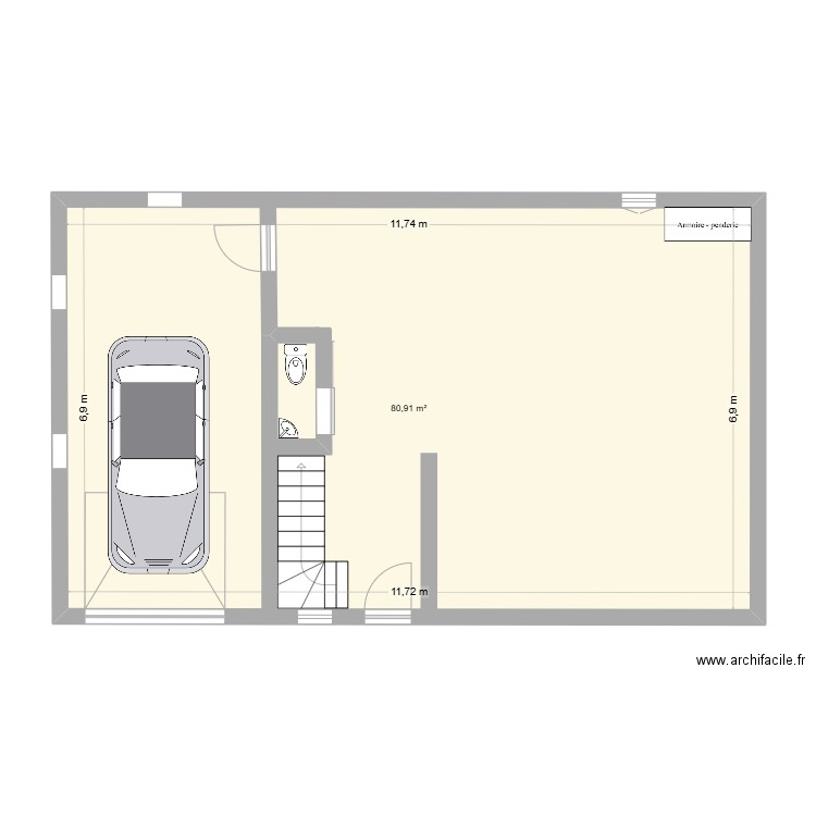 ammenagement jardin. Plan de 1 pièce et 81 m2