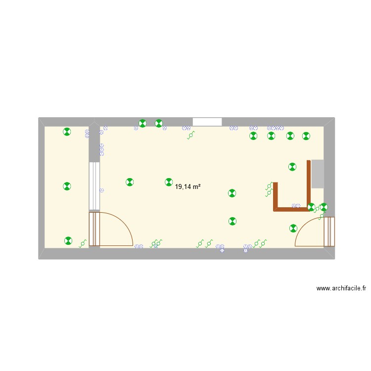plan electricité. Plan de 1 pièce et 19 m2