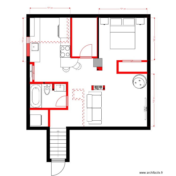 Lavoie Sous-Sol 1. Plan de 1 pièce et 53 m2