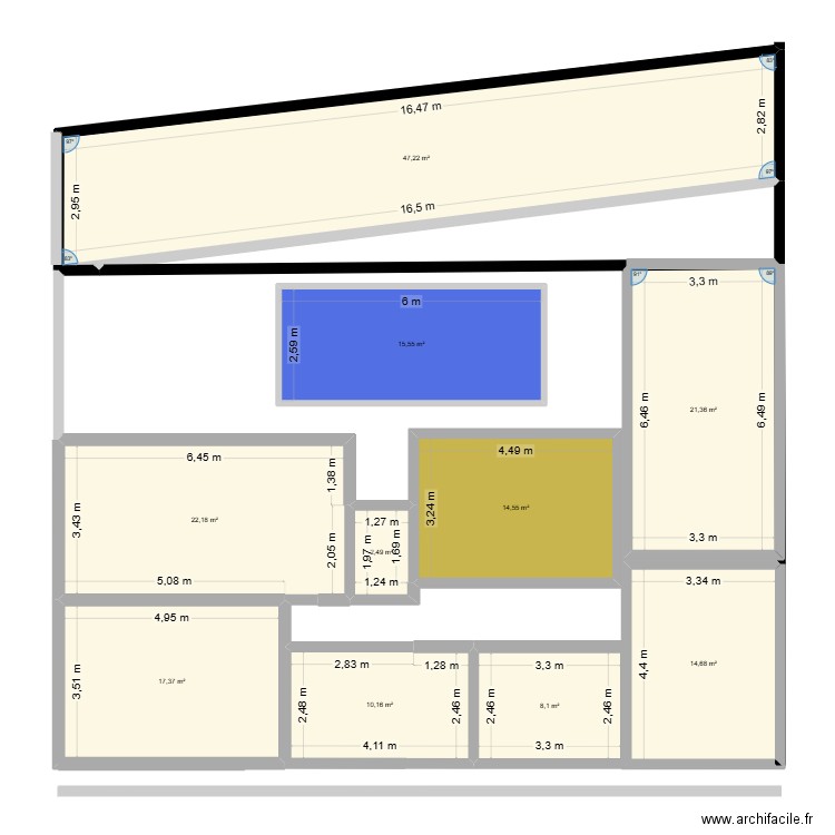 F4 Pisc. Plan de 10 pièces et 174 m2