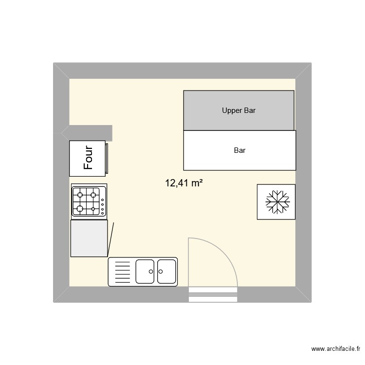 K House. Plan de 1 pièce et 12 m2