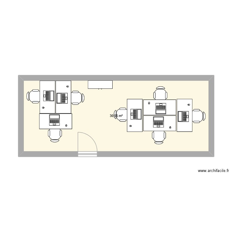 bureau. Plan de 1 pièce et 31 m2