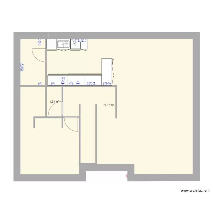 Electricité maison - prises. Plan de 2 et 79 m² Electricité maison - prises. Plan de 2 et 79 m²