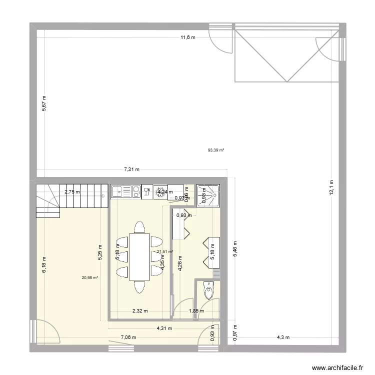 batiment pens&eacute;e paysage 4. Plan de 3  et 136 m²