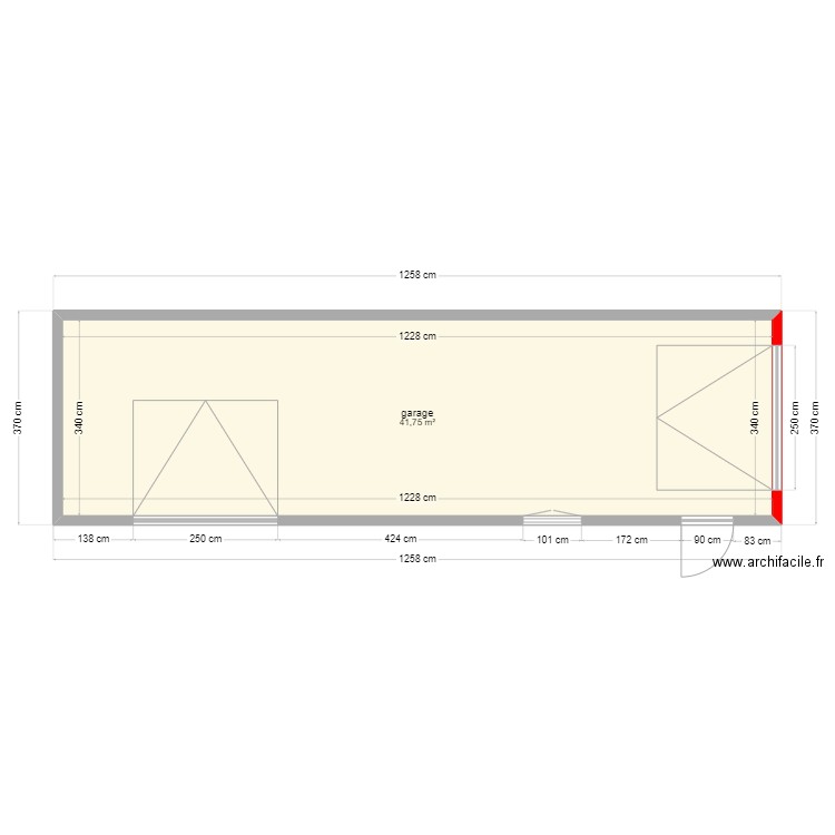 vue de dessus du garage 2. Plan de 1 pièce et 42 m2