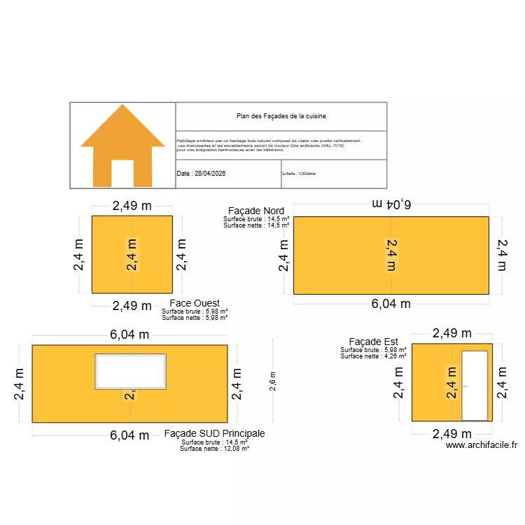 Fa&ccedil;ade local cuisine. Plan de 