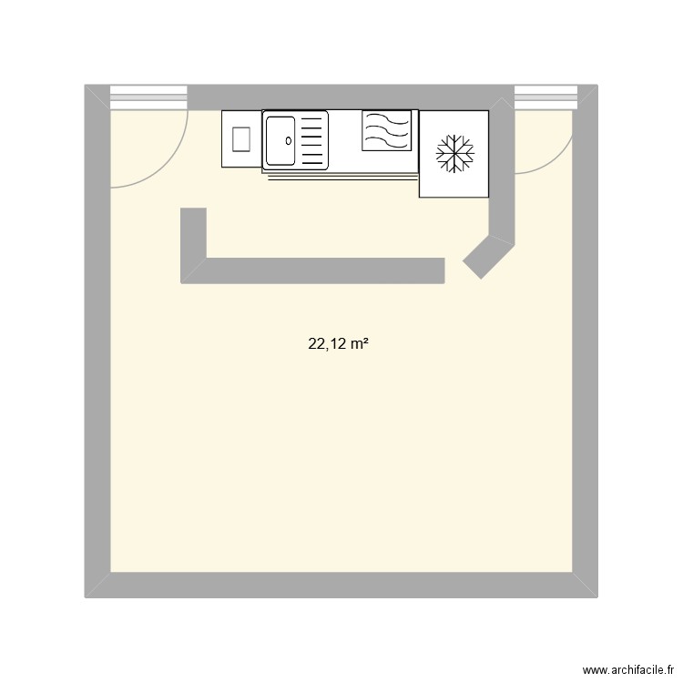 ref. Plan de 1 pièce et 22 m2