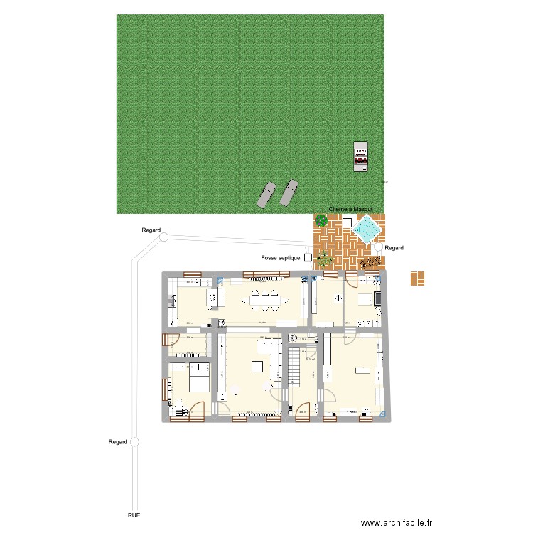 Notre Maison. Plan de 2 pièces et 129 m2