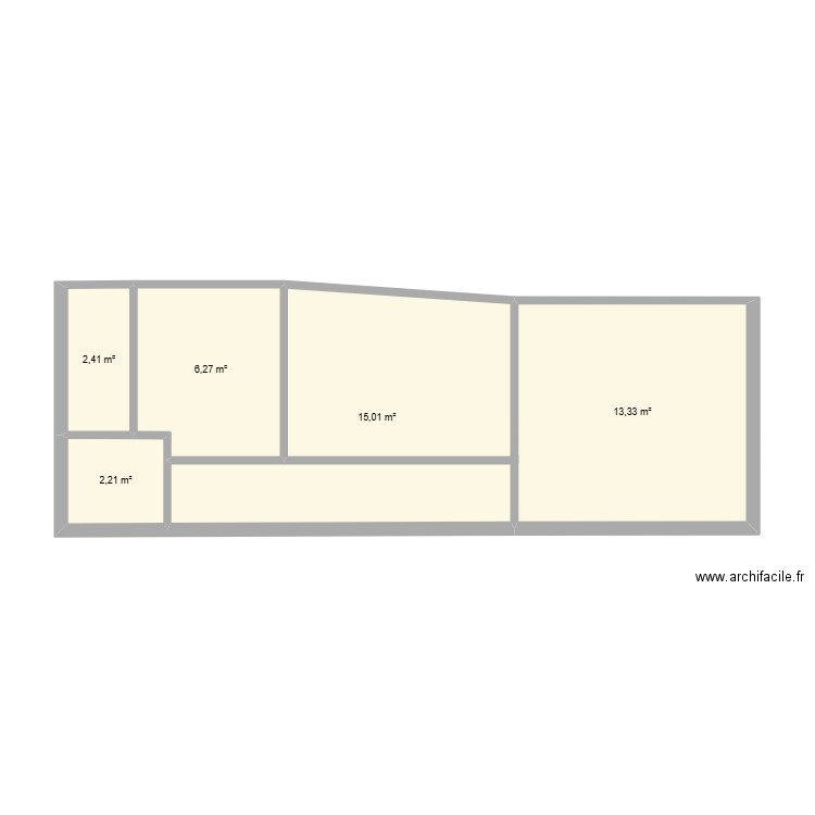 studio principal. Plan de 5 pièces et 39 m2