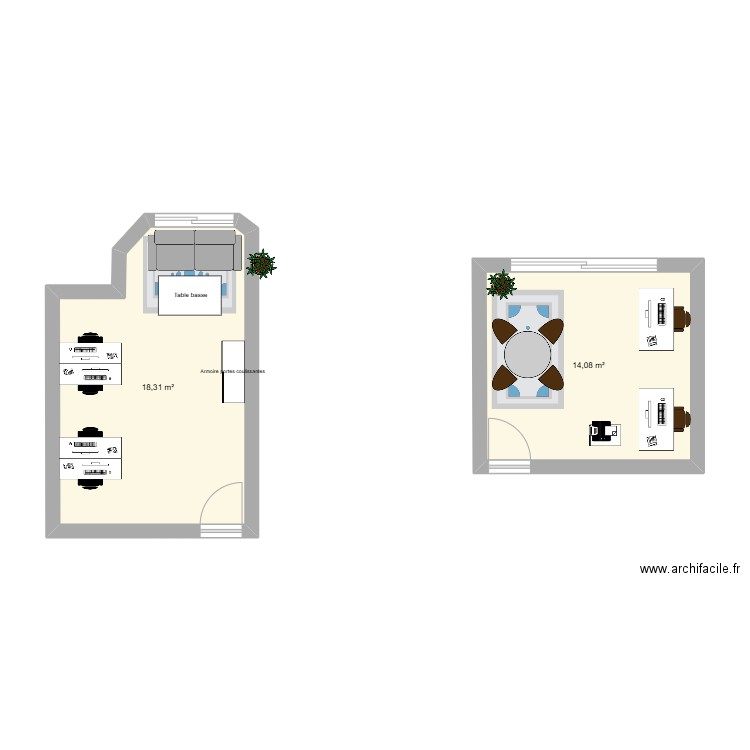 Bureau FA-IT. Plan de 2 pièces et 32 m2