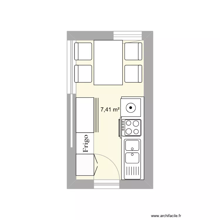 cuissine des carroz. Plan de 1  et 7 m²