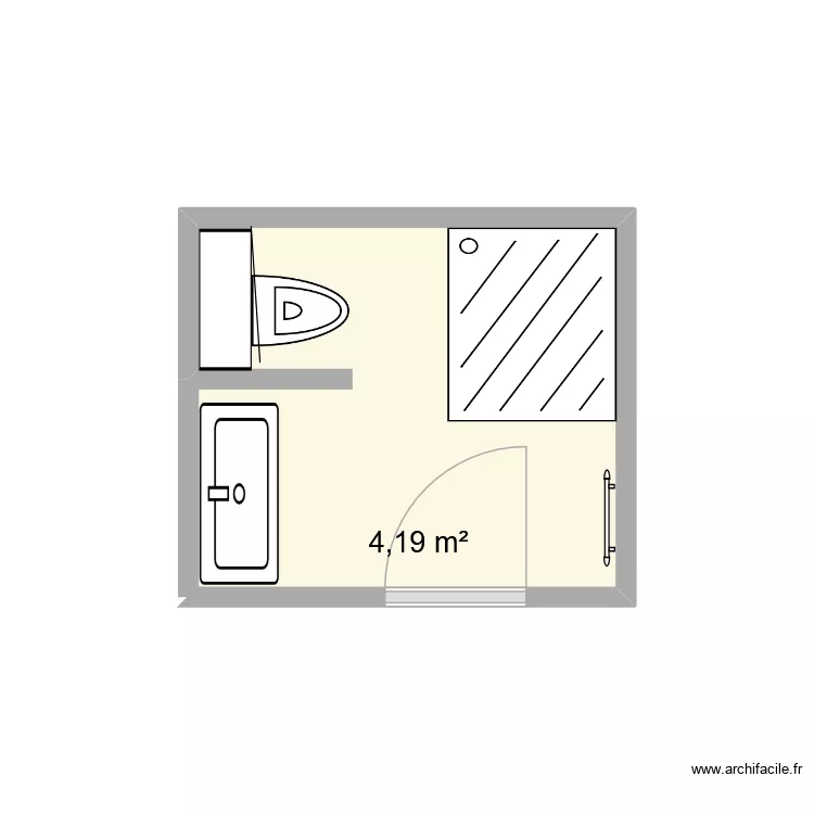 SdB Option 1. Plan de 1  et 4 m²