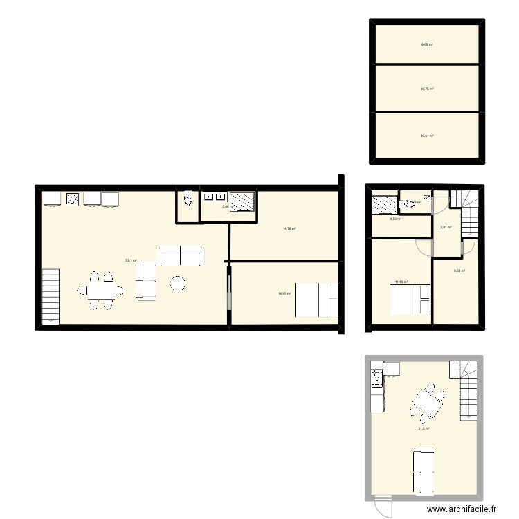 ferme-ormeau-hirondelles. Plan de 13 pièces et 180 m2