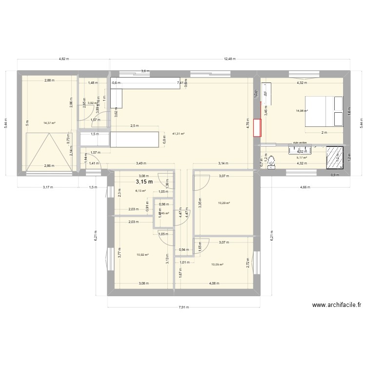 Projet PERROT ROUX. Plan de 10 pièces et 119 m2