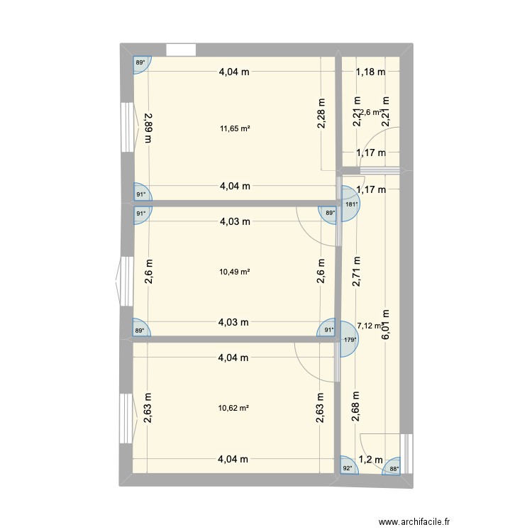 app2. Plan de 5 pièces et 42 m2