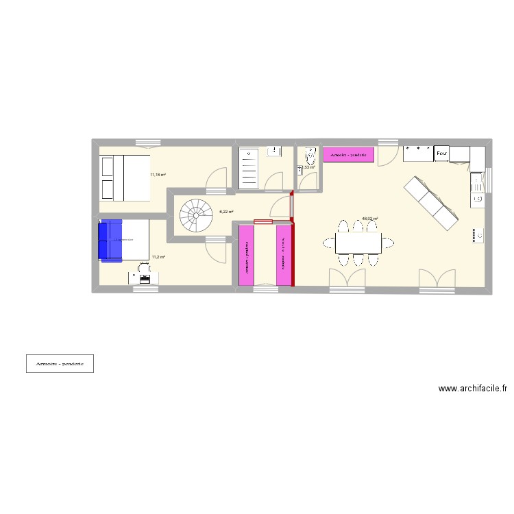 Elancourt v0. Plan de 5 pièces et 78 m2