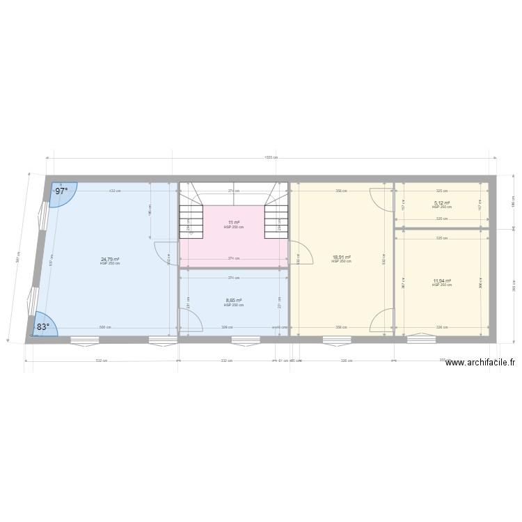 2EME ETAGE immeuble Bizanos REV1. Plan de 6 pièces et 80 m2