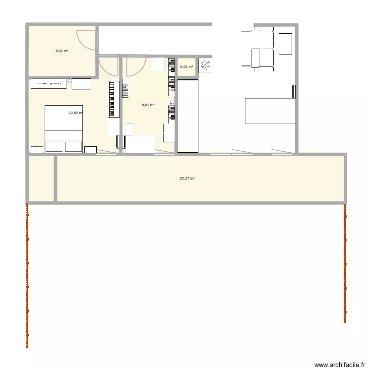 chambre. Plan de 5  et 53 m²
