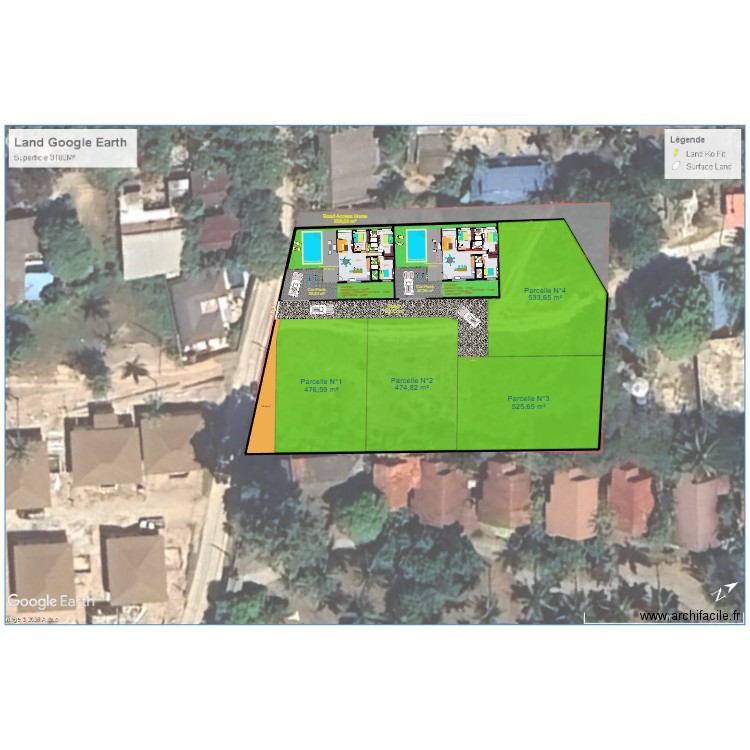 Land ParcelleV3Bis. Plan de 17 pièces et 406 m2