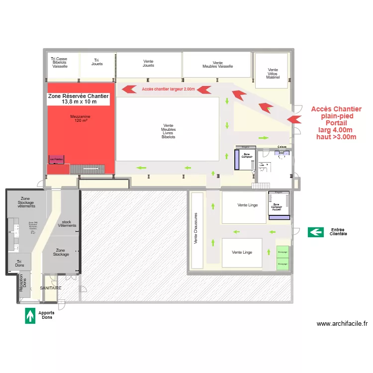 Acc&eacute;s Chantier Mezzanine. Plan de 