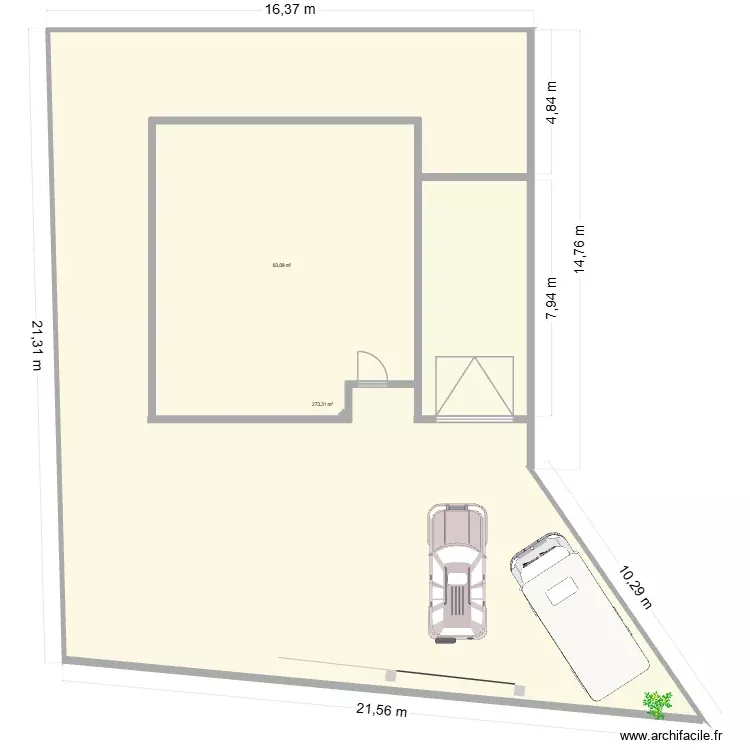LImite terrain. Plan de 2 Pièces et 356 m² LImite terrain. Plan de 2 Pièces et 356 m²