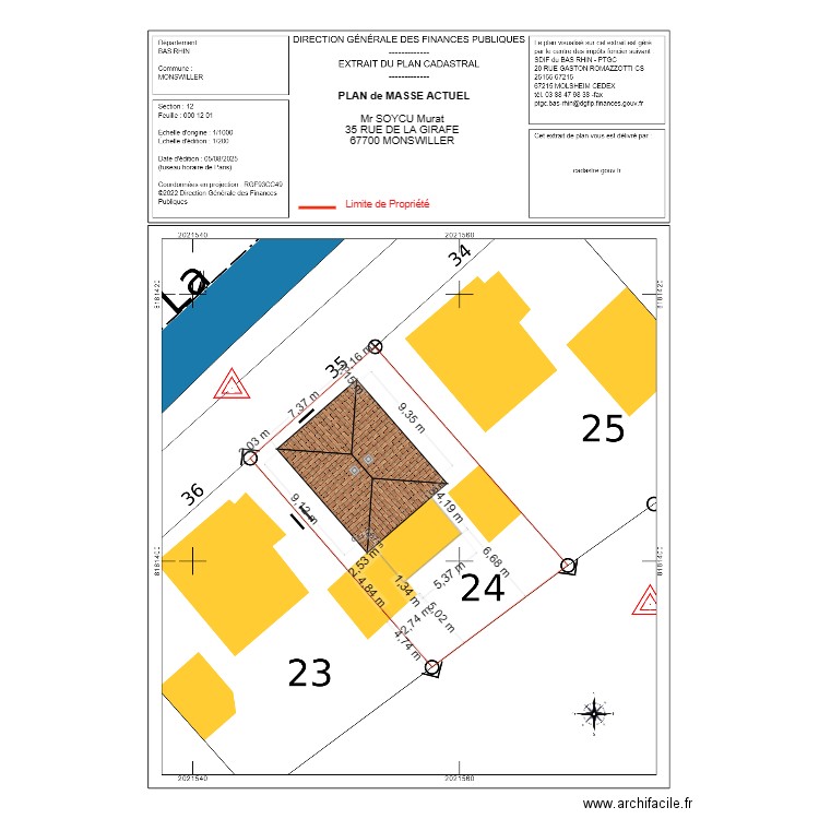 SOYCU MURAT PLAN MASSE EXISTANT avec Toiture Habitation. Plan de 0 pièce et 0 m2