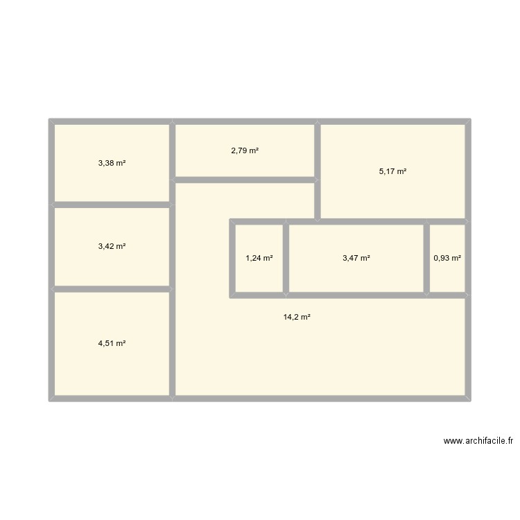 Miya's home. Plan de 9 pièces et 39 m2