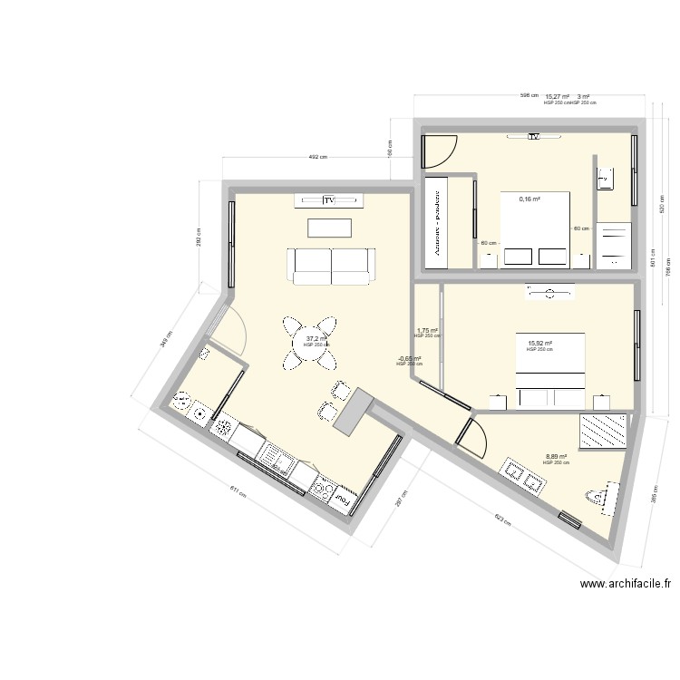 plan aure. Plan de 8 pièces et 173 m2