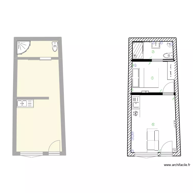 Studio Cognac Denfert Rochereau. Plan de 4 et 46 m² Studio Cognac Denfert Rochereau. Plan de 4 et 46 m²
