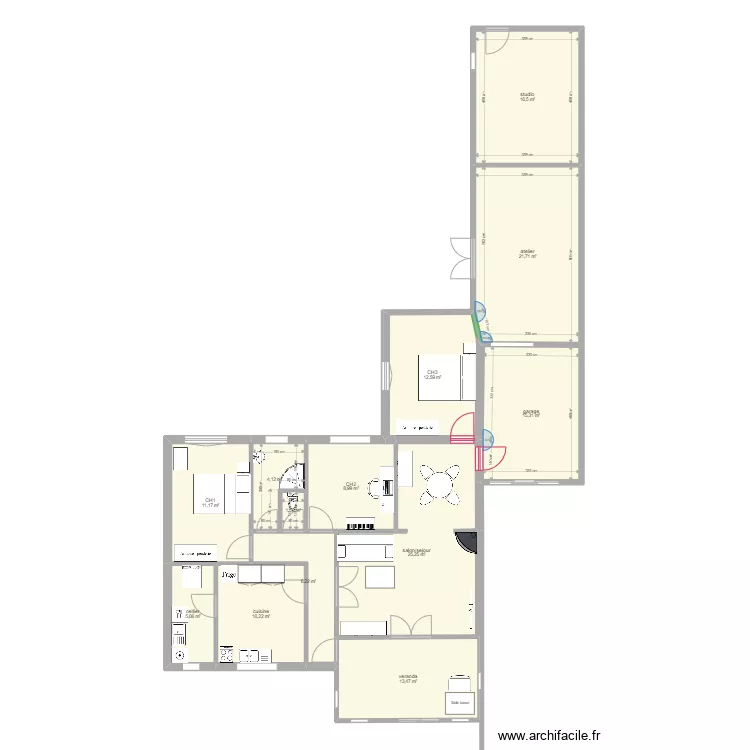 beauvoir 2. Plan de 13  et 152 m²