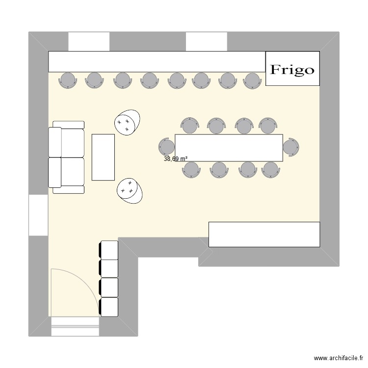 Cuisine 44. Plan de 1 pièce et 39 m2