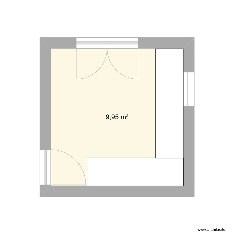 Cuisine. Plan de 1 pièce et 10 m2