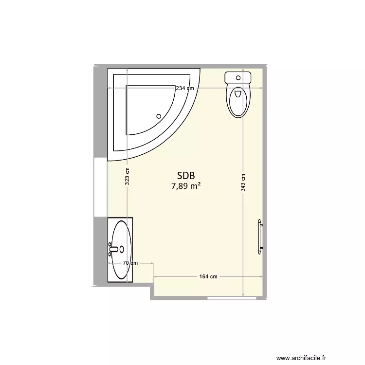 Trochet - SDB EDL. Plan de 1  et 8 m²