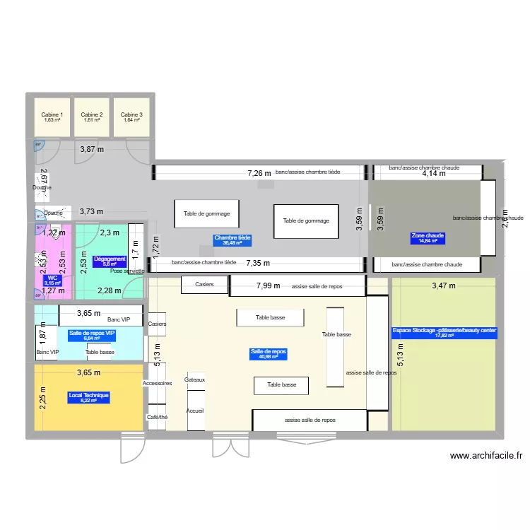 Hammam v4. Plan de 12  et 139 m²