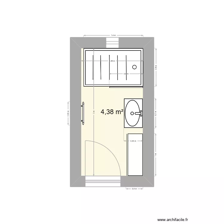 SDB Mamie. Plan de 1 et 4 m² SDB Mamie. Plan de 1 et 4 m²