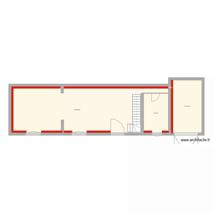 NAUDEAU RDC. Plan de 3  et 86 m²