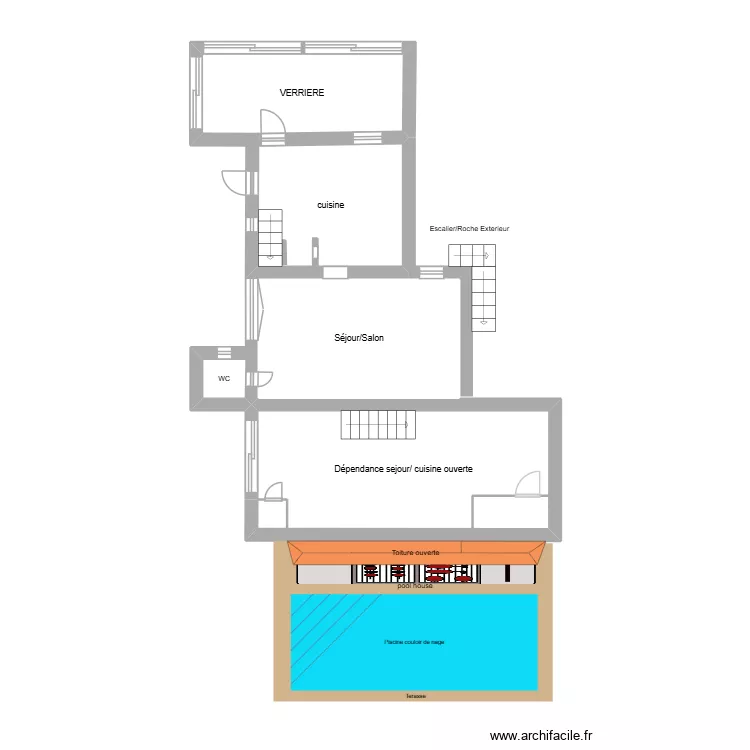 Modification: Mas de la vieille Eglise BELVEZET/ RCH. Plan de 5 Pièces et 37 m²