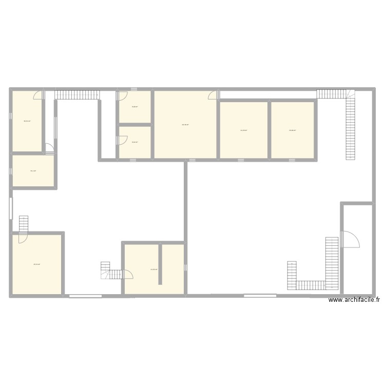 Plan GT + GC. Plan de 9 pièces et 175 m2
