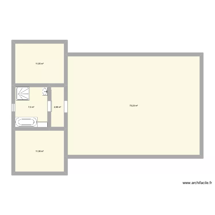 bain. Plan de 5 pièces et 106 m²