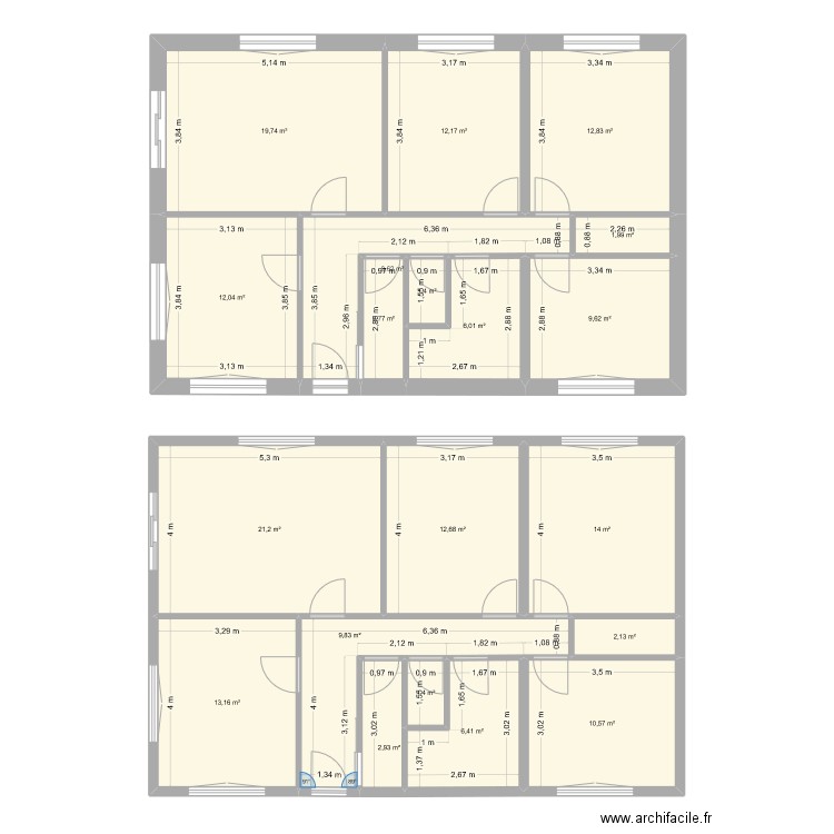 1er. Plan de 20 pièces et 182 m2