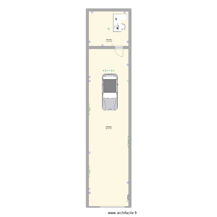 Garage. Plan de 2 pièces et 77 m2