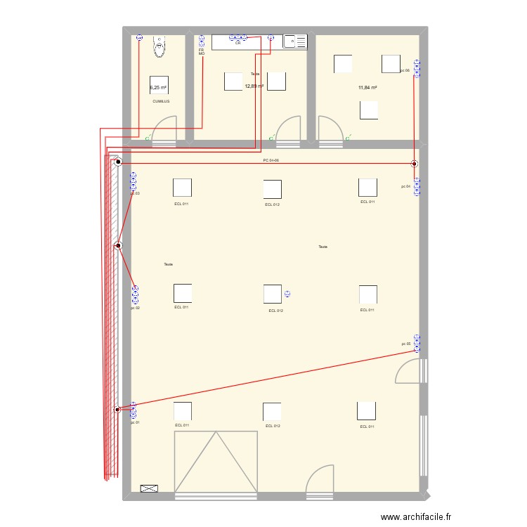 BUREAUX GARAGE VOITURE. Plan de 4 pièces et 137 m2