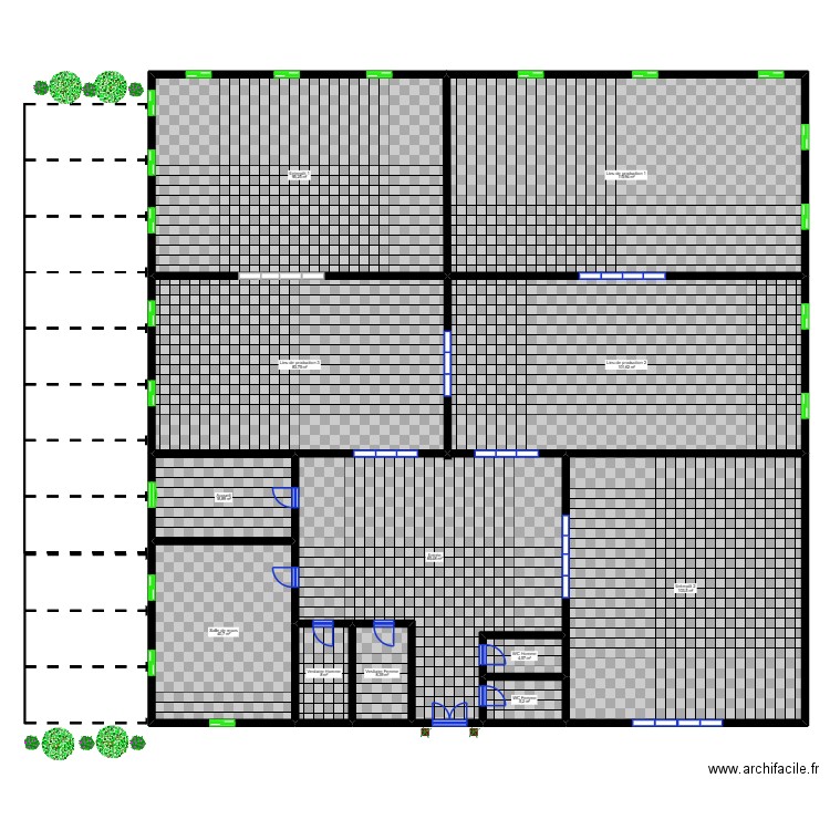 locaux. Plan de 12 pièces et 671 m2