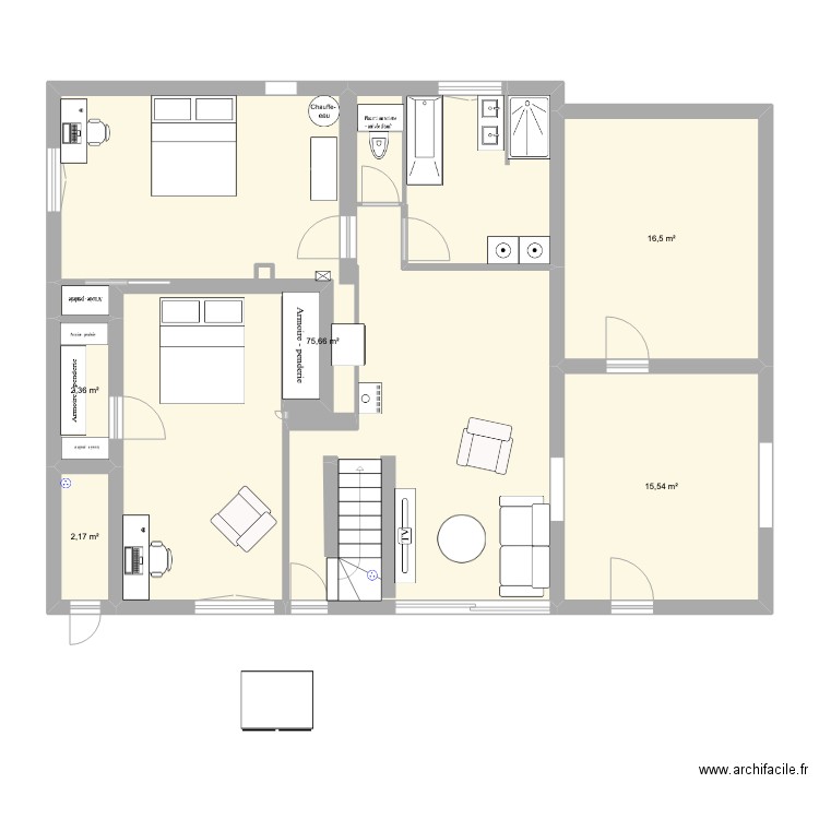 bas Meyzieu v2 escalier inversé. Plan de 0 pièce et 0 m2