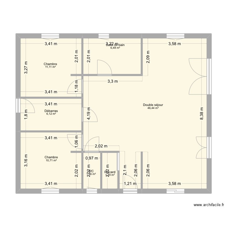 projet logis nu 2. Plan de 7 pièces et 85 m2