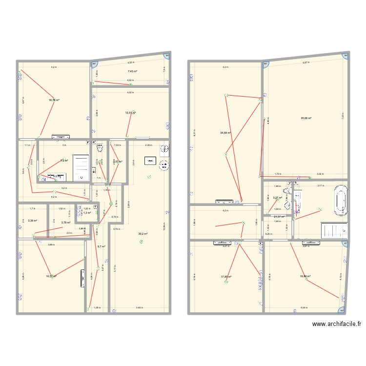 Arago. Plan de 18 pièces et 256 m2