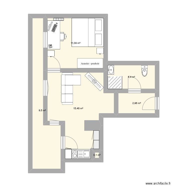 HOME HAITEM NV. Plan de 6 pièces et 44 m2