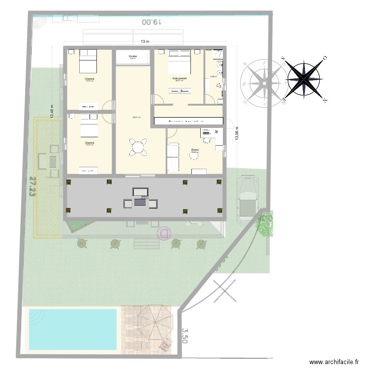 MAISON AVEC LE BON MESURE DE TERRAIN. Plan de 14 pièces et 341 m2