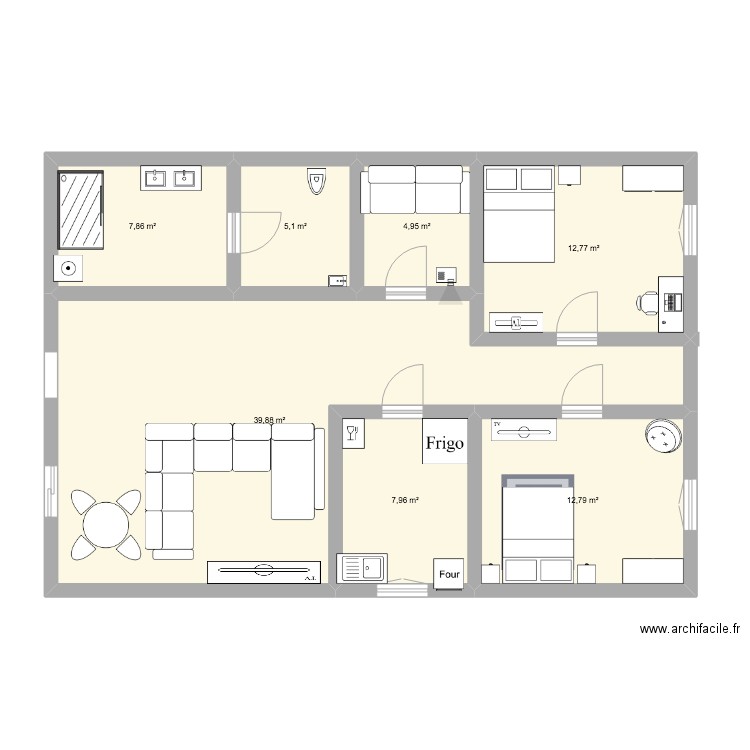 plan maison #1. Plan de 7 pièces et 91 m2