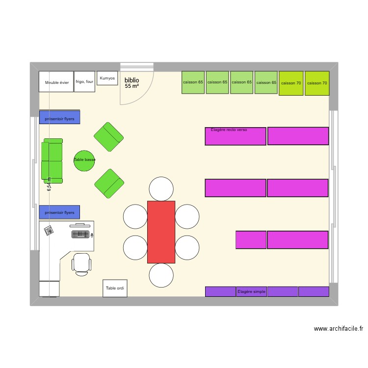 biblio patients. Plan de 1 pièce et 55 m2